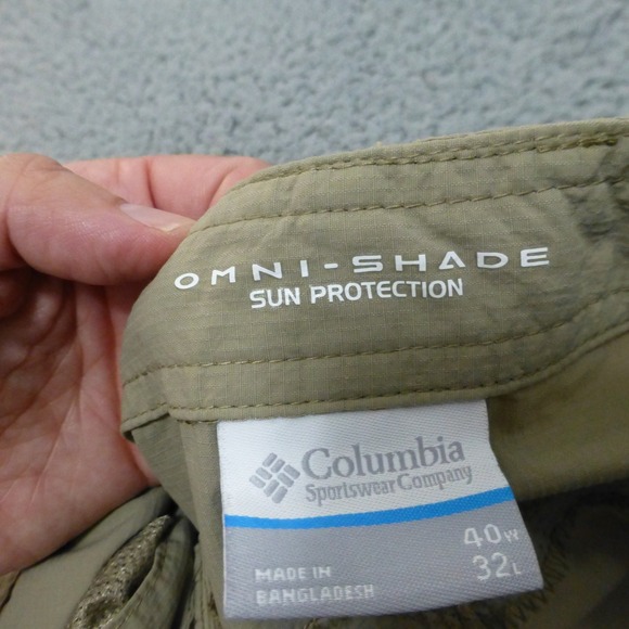 Columbia PFG Pants Mens 40x32 Convertible Hiking Zip Off Khaki Fishing Outdoor - Picture 7 of 14